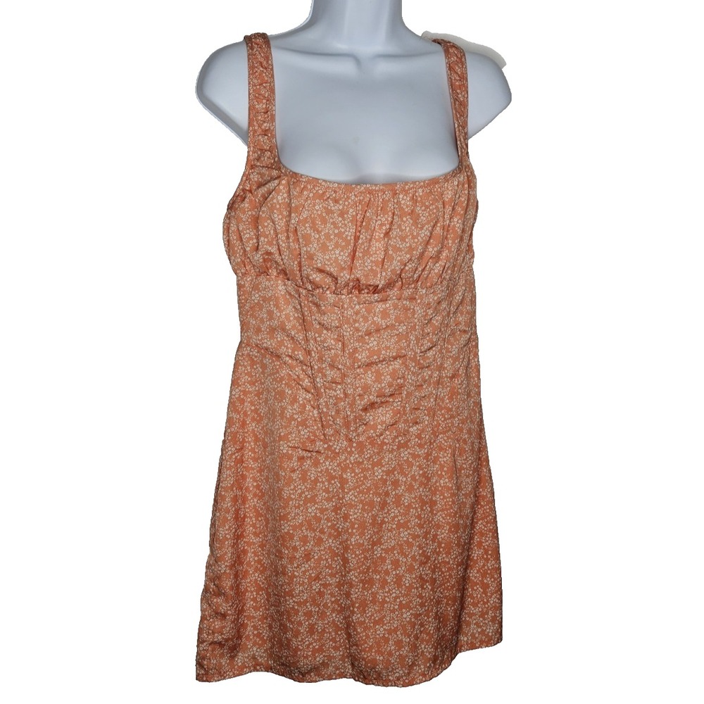 PrettyLittleThing Mini Dress Floral‎ Print Sleeveless Orange Sundress Size 10